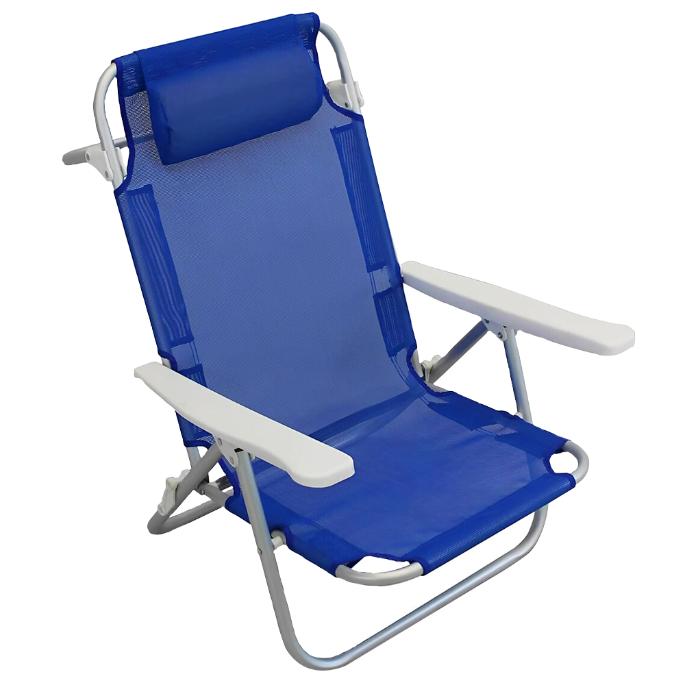 2 pièces Chaise de Plage Transat Aluminium avec Coussin Inclinable en Textilène