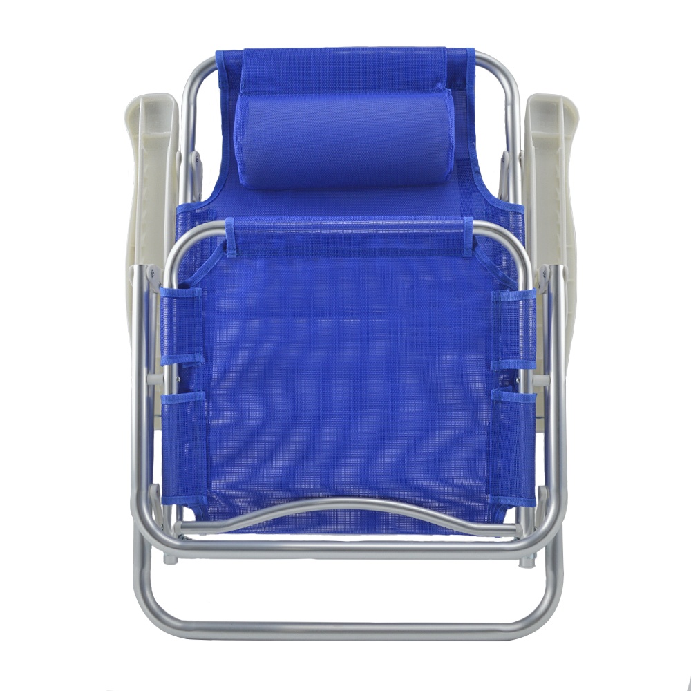 2 pièces Chaise de Plage Transat Aluminium avec Coussin Inclinable en Textilène