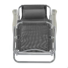2 pièces Chaise de Plage Transat Aluminium avec Coussin Inclinable en Textilène