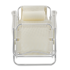 2 pièces Chaise de Plage Transat Aluminium avec Coussin Inclinable en Textilène