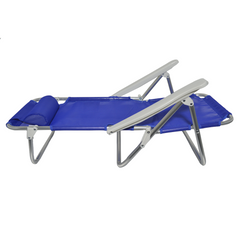 2 pièces Chaise de Plage Transat Aluminium avec Coussin Inclinable en Textilène