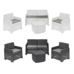 Ensemble jardin rotin COMO Salon Canapé Fauteuils Table polypropylène rotin 4plz