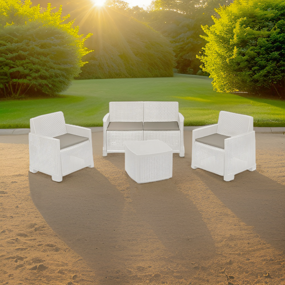 Ensemble jardin rotin COMO Salon Canapé Fauteuils Table polypropylène rotin 4plz