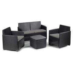 Ensemble jardin rotin COMO Salon Canapé Fauteuils Table polypropylène rotin 4plz