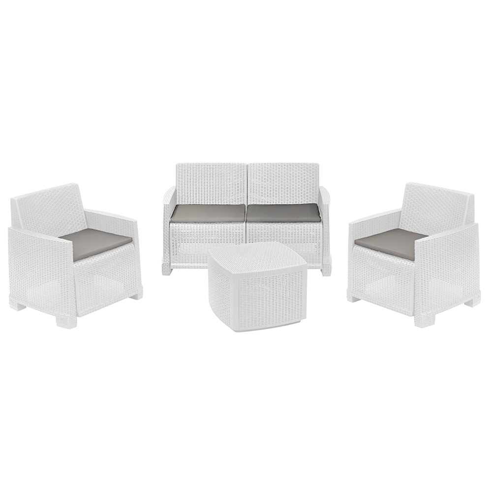 Ensemble jardin rotin COMO Salon Canapé Fauteuils Table polypropylène rotin 4plz
