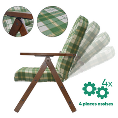 AMALFI Fauteuil en Bois MASLEGNO Fauteuil inclinable Coussin Rembourré 108x65x60