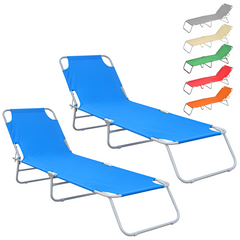 2 pièces chaises longues pliantes en acier 2309 dossier inclinable 4 Positions
