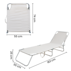 2 pièces chaises longues pliantes en acier 2309 dossier inclinable 4 Positions