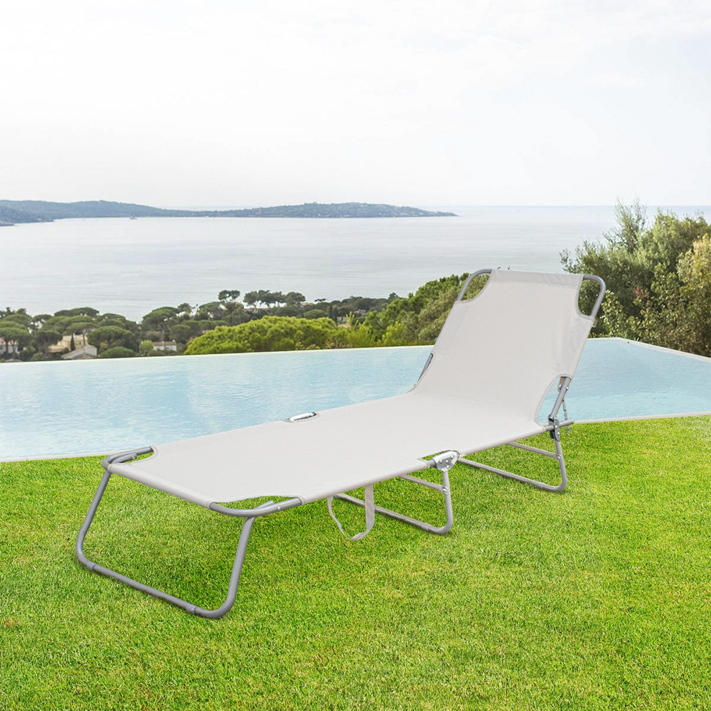2 pièces chaises longues pliantes en acier 2309 dossier inclinable 4 Positions