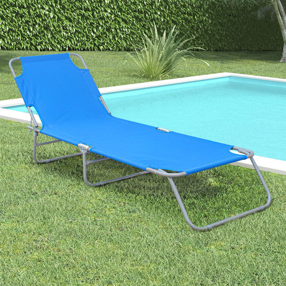2 pièces chaises longues pliantes en acier 2309 dossier inclinable 4 Positions