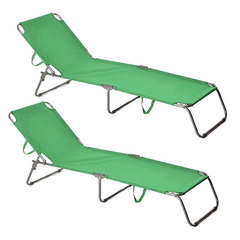 2 pièces chaises longues pliantes en acier 2309 dossier inclinable 4 Positions