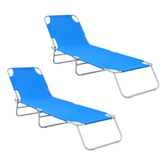 2 pièces chaises longues pliantes en acier 2309 dossier inclinable 4 Positions
