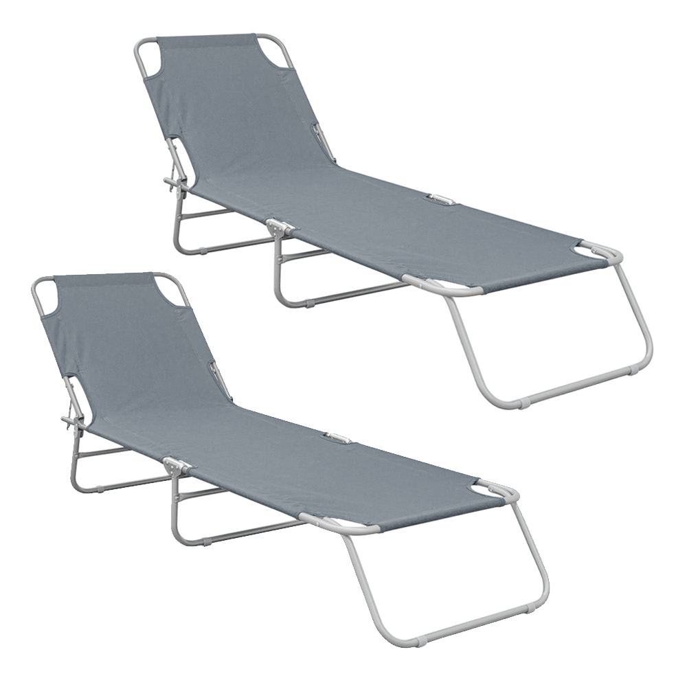 2 pièces chaises longues pliantes en acier 2309 dossier inclinable 4 Positions