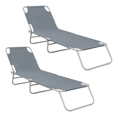 2 pièces chaises longues pliantes en acier 2309 dossier inclinable 4 Positions