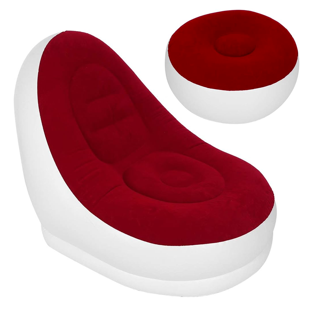 Fauteuil gonflable avec repose-pieds, canapé moderne en tissu velouté portable