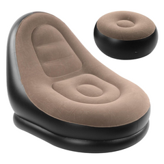 Fauteuil gonflable avec repose-pieds, canapé moderne en tissu velouté portable