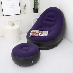 Fauteuil gonflable avec repose-pieds, canapé moderne en tissu velouté portable