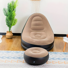Fauteuil gonflable avec repose-pieds, canapé moderne en tissu velouté portable