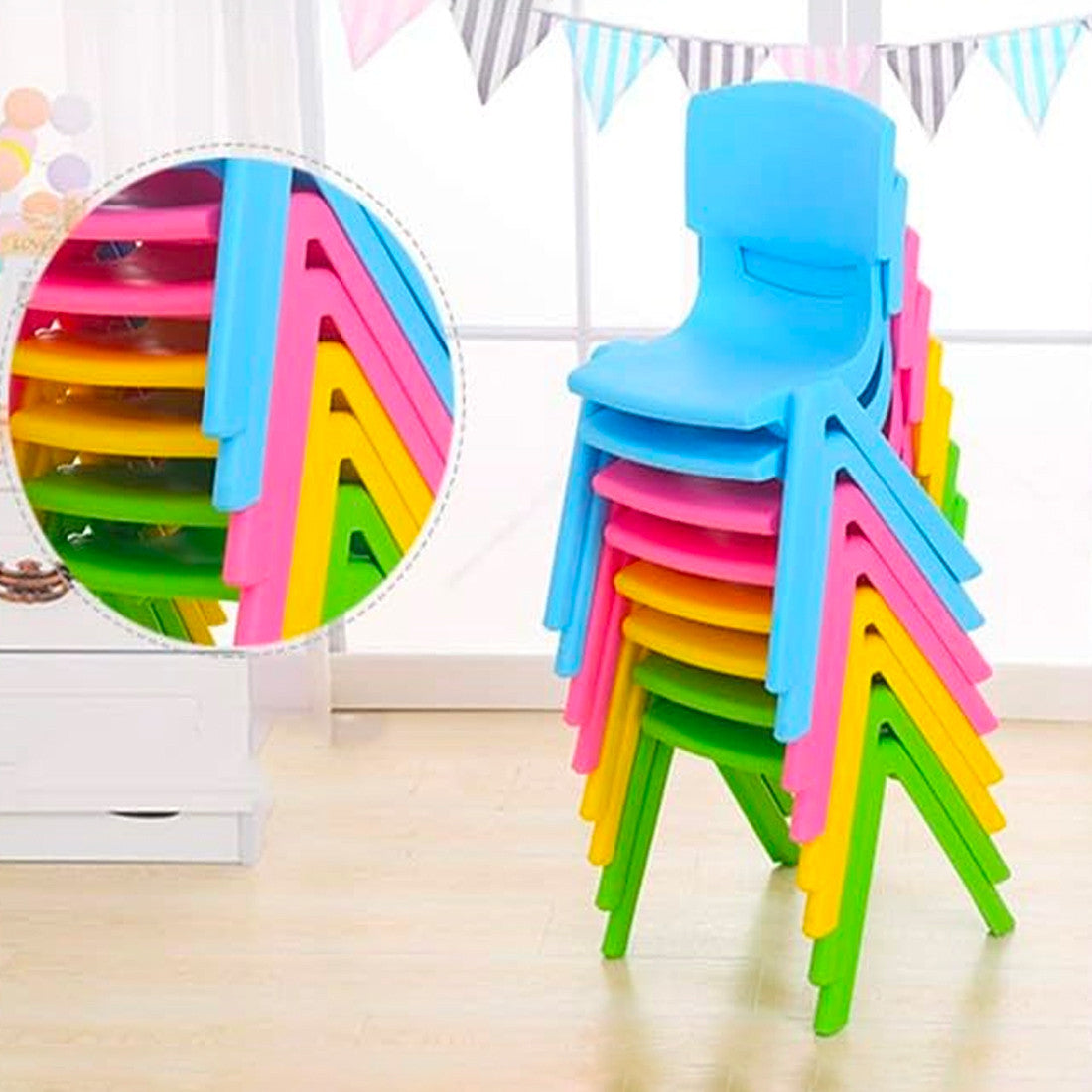 173710 Chaise colorée pour enfants en plastique résistant 26 x 30 x 50 cm