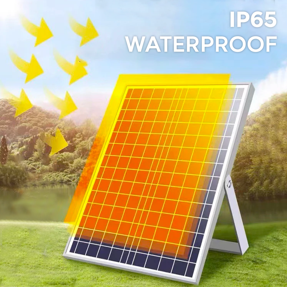 Plafonnier LED 200W 8000mAh IP54 avec Panneau Solaire 6V et Télécommande