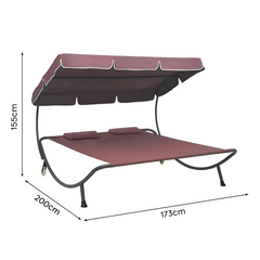 Transat Double Extérieur PARADISE avec Pare-Soleil et Coussins 155x173x200