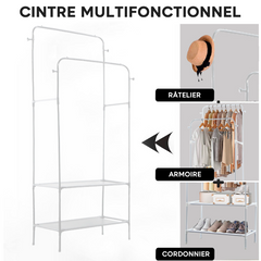 Étagère Multifonction Porte-Manteau et Porte-Manteau en Métal
