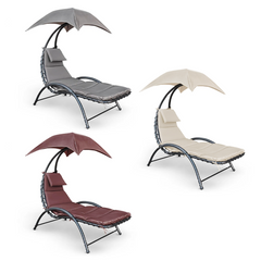 Chaise longue avec parasol BALI Hamac en acier pour extérieur 165x98x180
