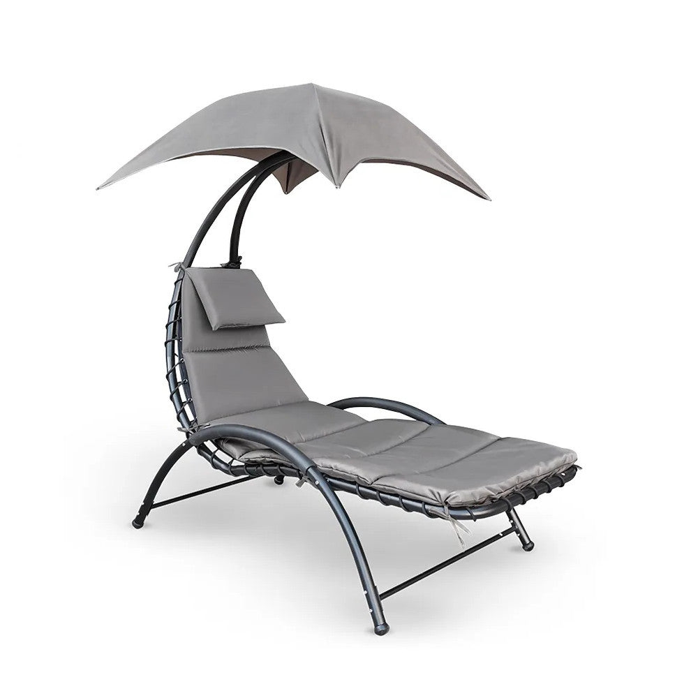 Chaise longue avec parasol BALI Hamac en acier pour extérieur 165x98x180