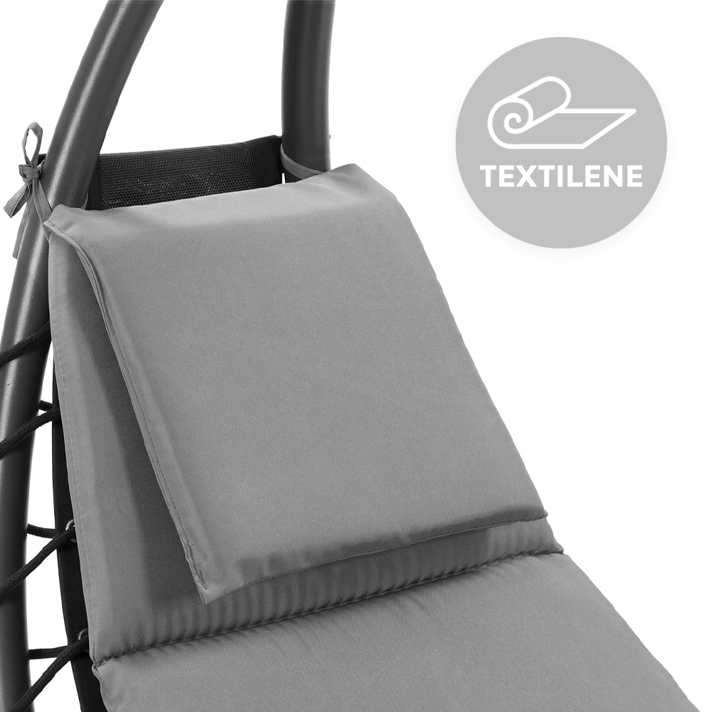 Chaise longue avec parasol BALI Hamac en acier pour extérieur 165x98x180