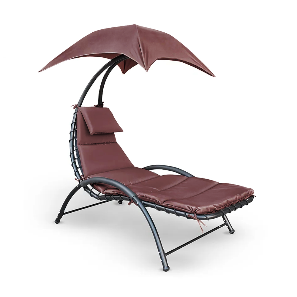 Chaise longue avec parasol BALI Hamac en acier pour extérieur 165x98x180