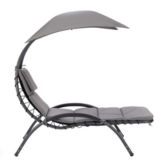 Chaise longue avec parasol BALI Hamac en acier pour extérieur 165x98x180