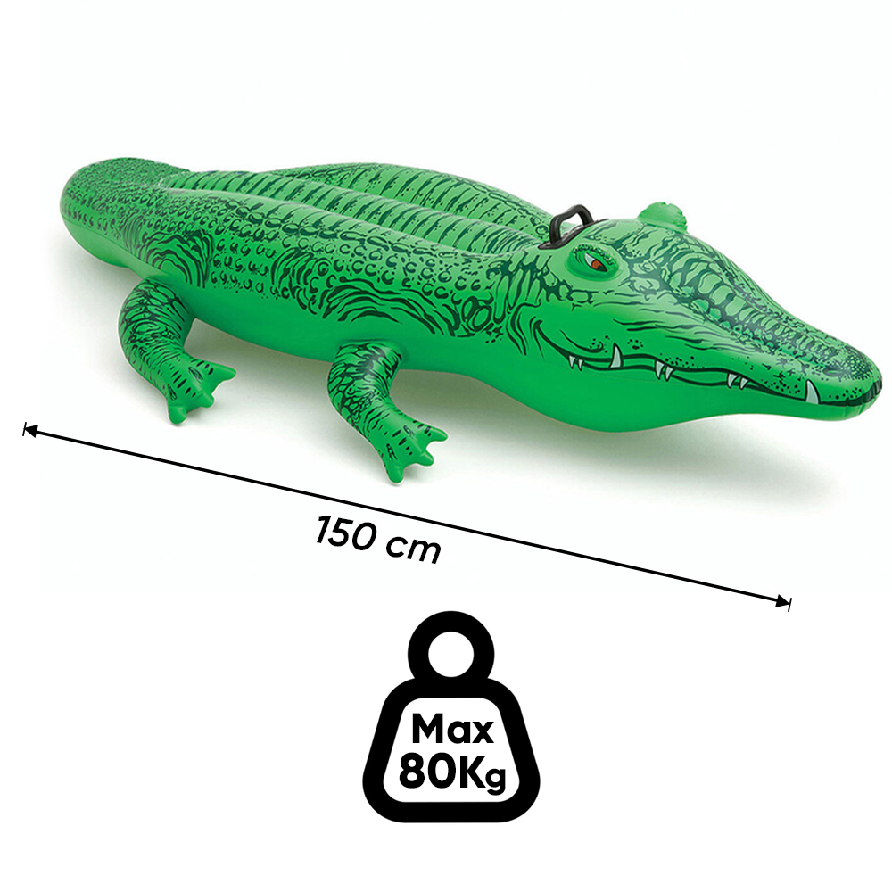 Crocodile gonflable 150cm pour enfants à chevaucher avec poignée pour piscine