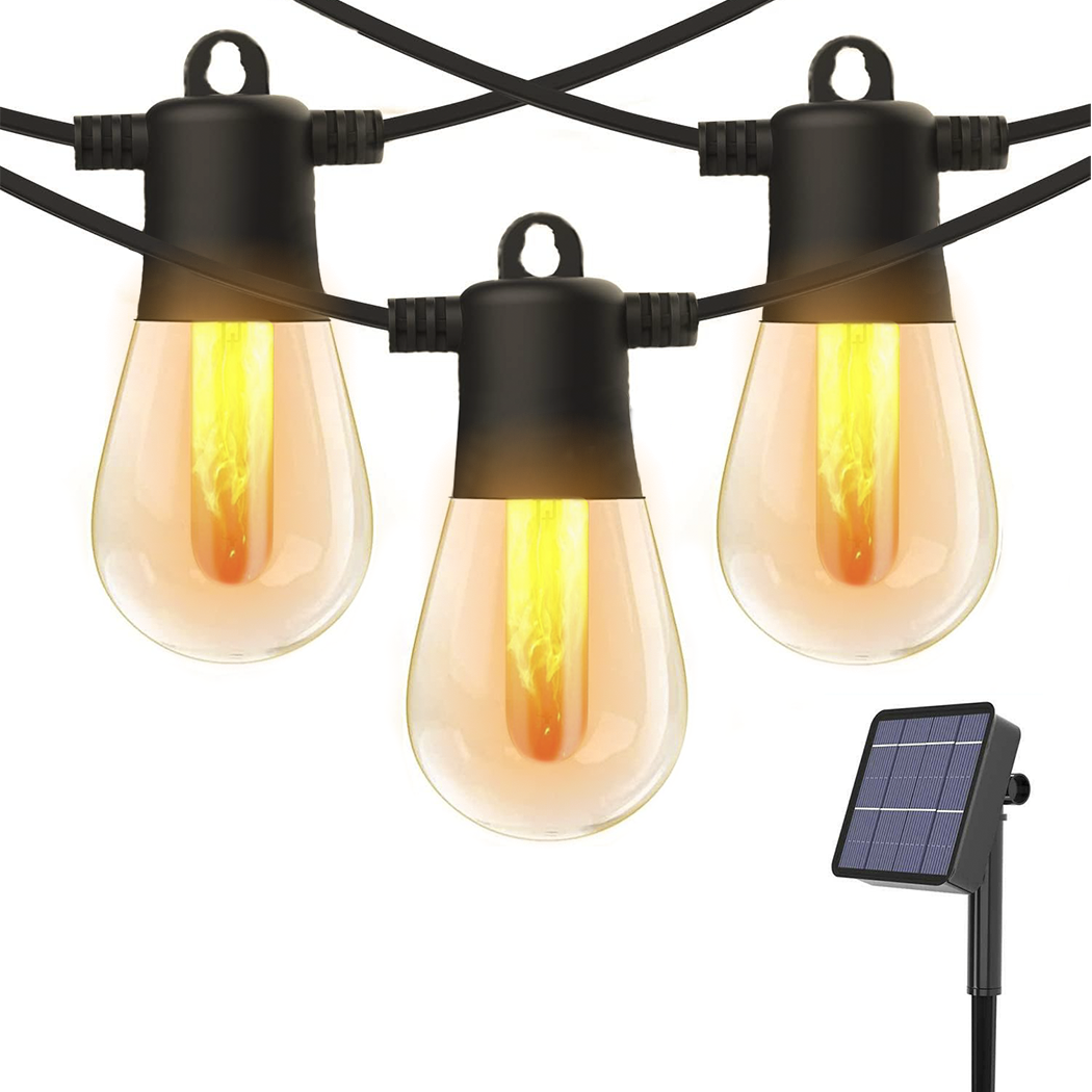 Guirlande Lumineuse Panneau Solaire Rechargeable 10m Lumière Chaude Effet de Feu