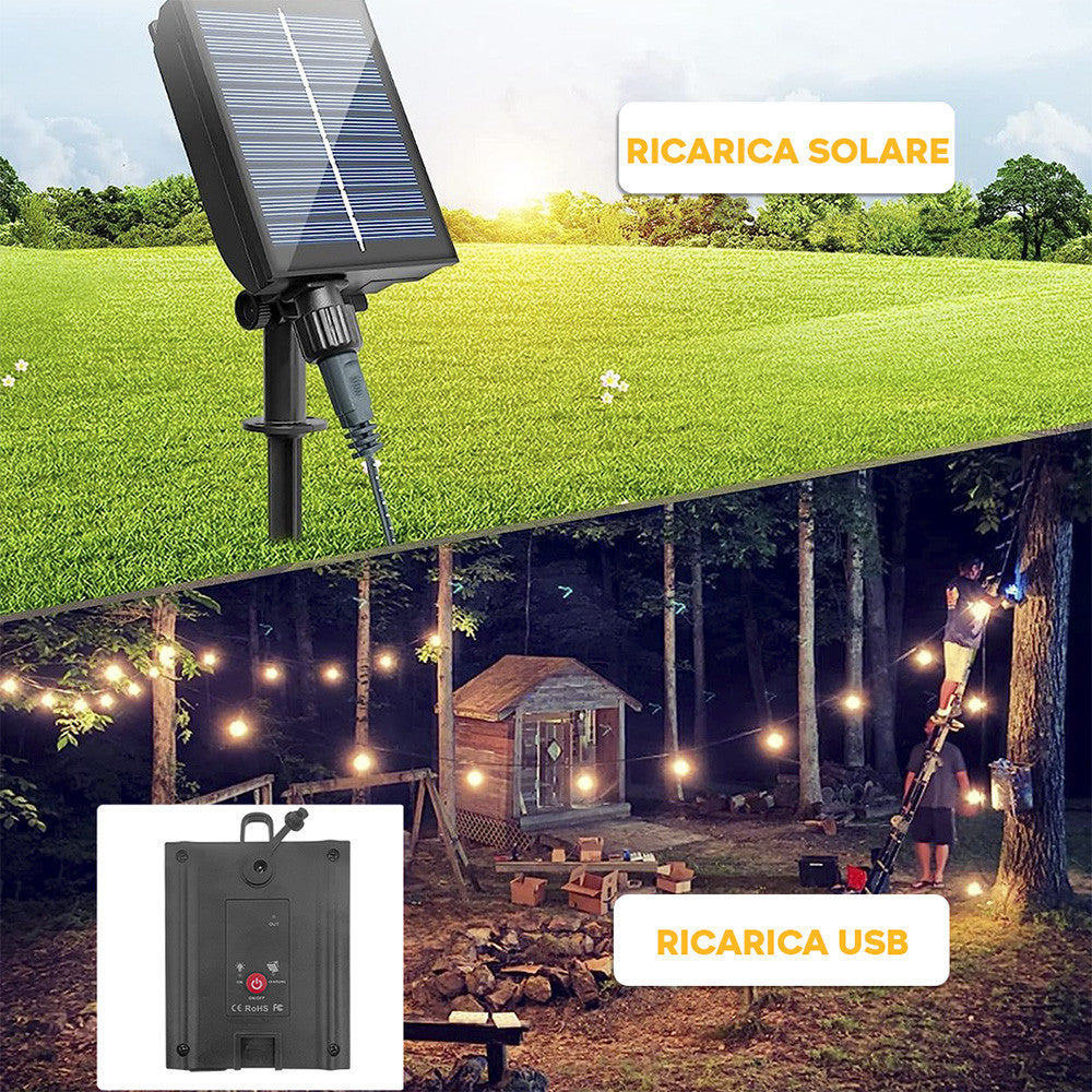 Guirlande Lumineuse Panneau Solaire Rechargeable 10m Lumière Chaude Effet de Feu