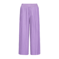 Pantalons longs d'été femme avec jambes larges et plissé texturé à taille haute