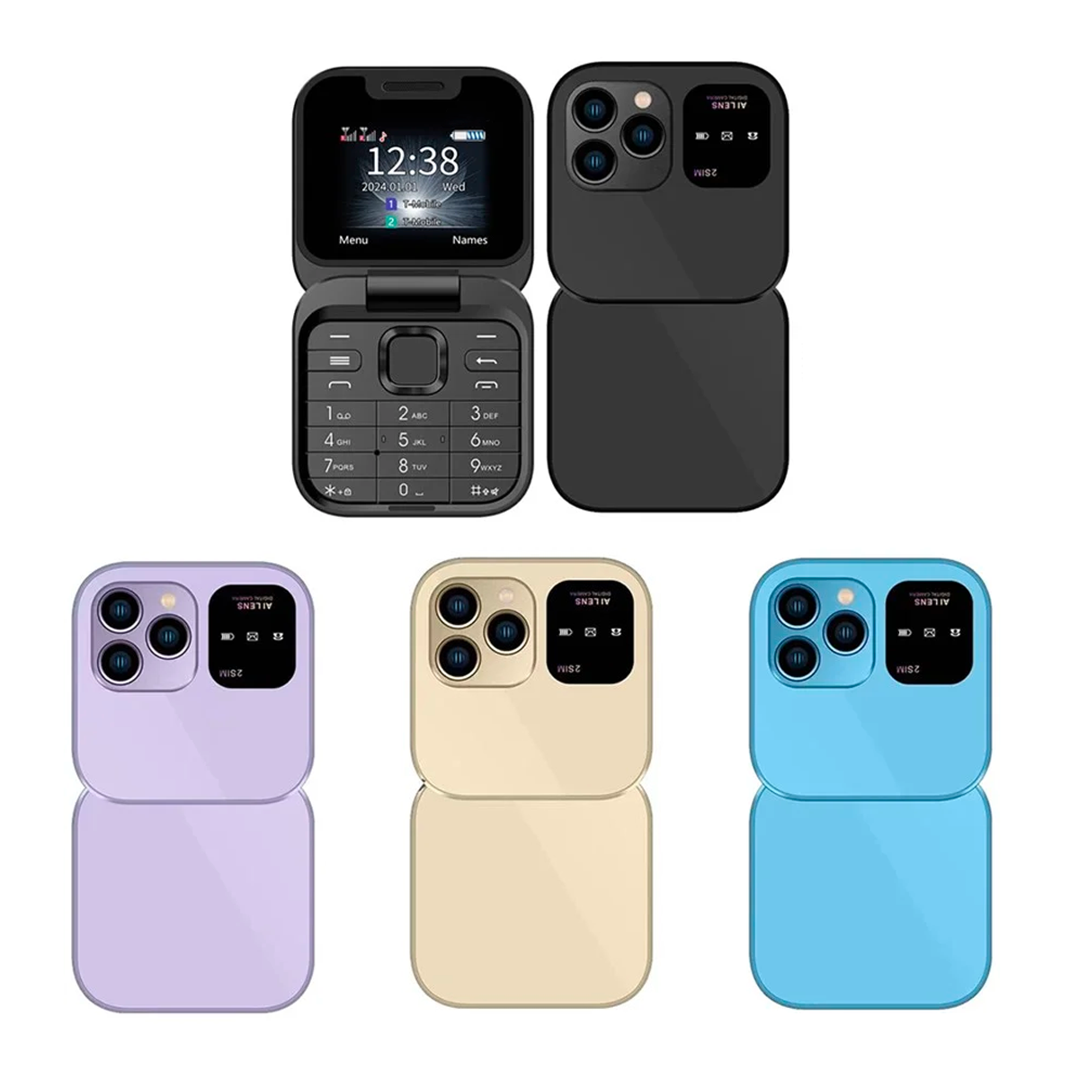 Téléphone de poche pliable 1,77" I16 PRO Double SIM Caméra Bluetooth MP4