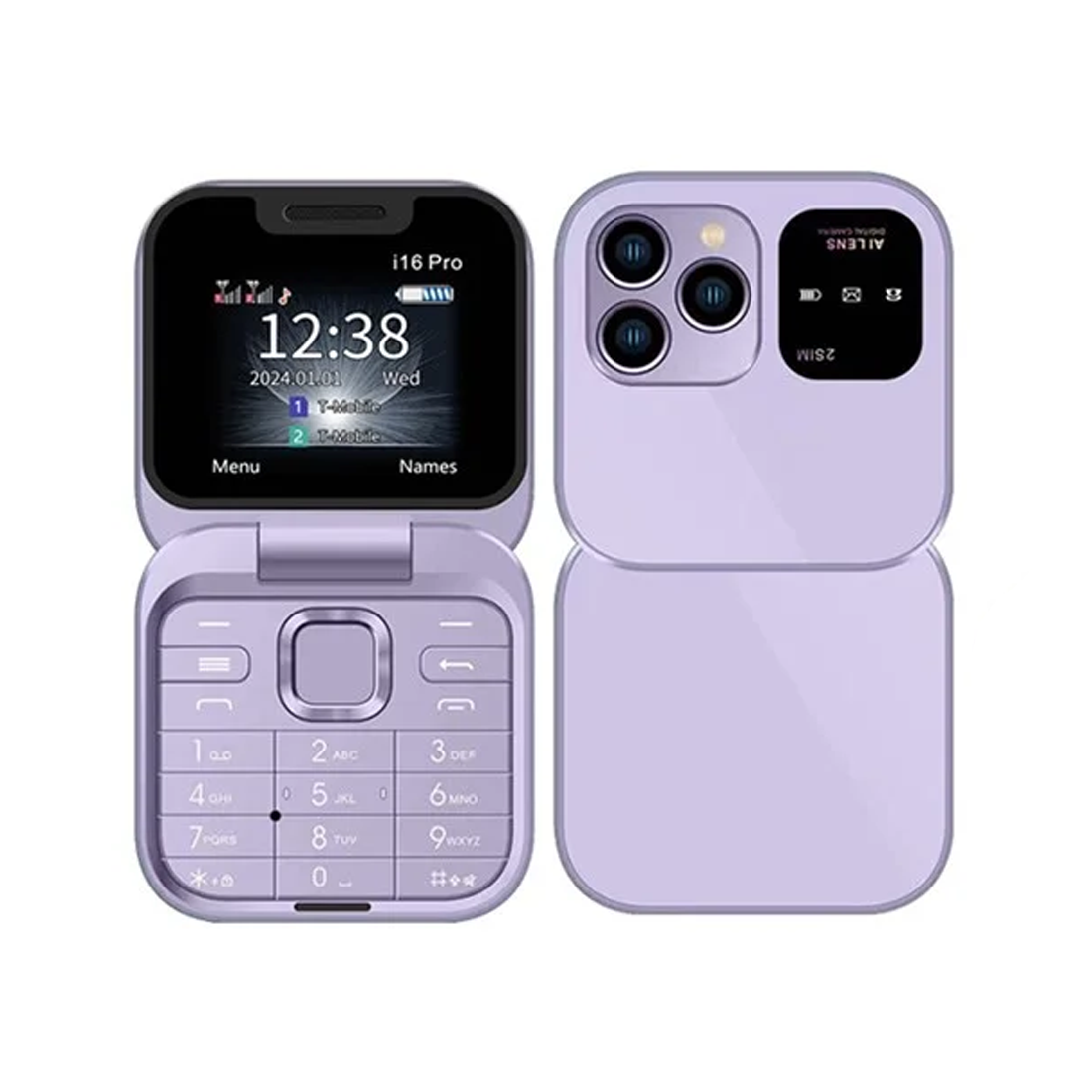 Téléphone de poche pliable 1,77" I16 PRO Double SIM Caméra Bluetooth MP4