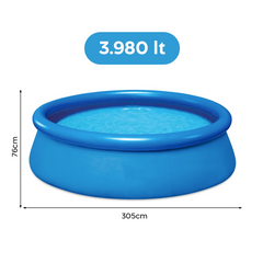 Piscine autoportante ronde avec boudin gonflable PVC BL572 et filtre 305xH76cm