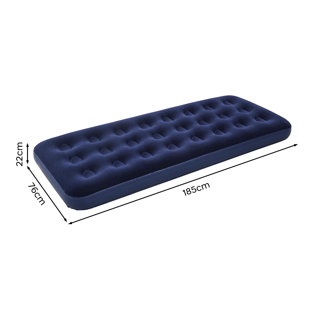 Matelas gonflable individuel pour camping et maison avec effet floqué 185x76cm