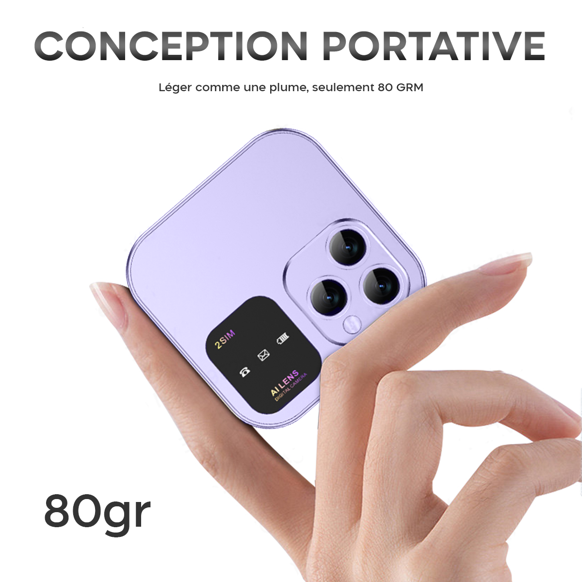Téléphone de poche pliable 1,77" I16 PRO Double SIM Caméra Bluetooth MP4