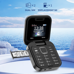 Téléphone de poche pliable 1,77" I16 PRO Double SIM Caméra Bluetooth MP4