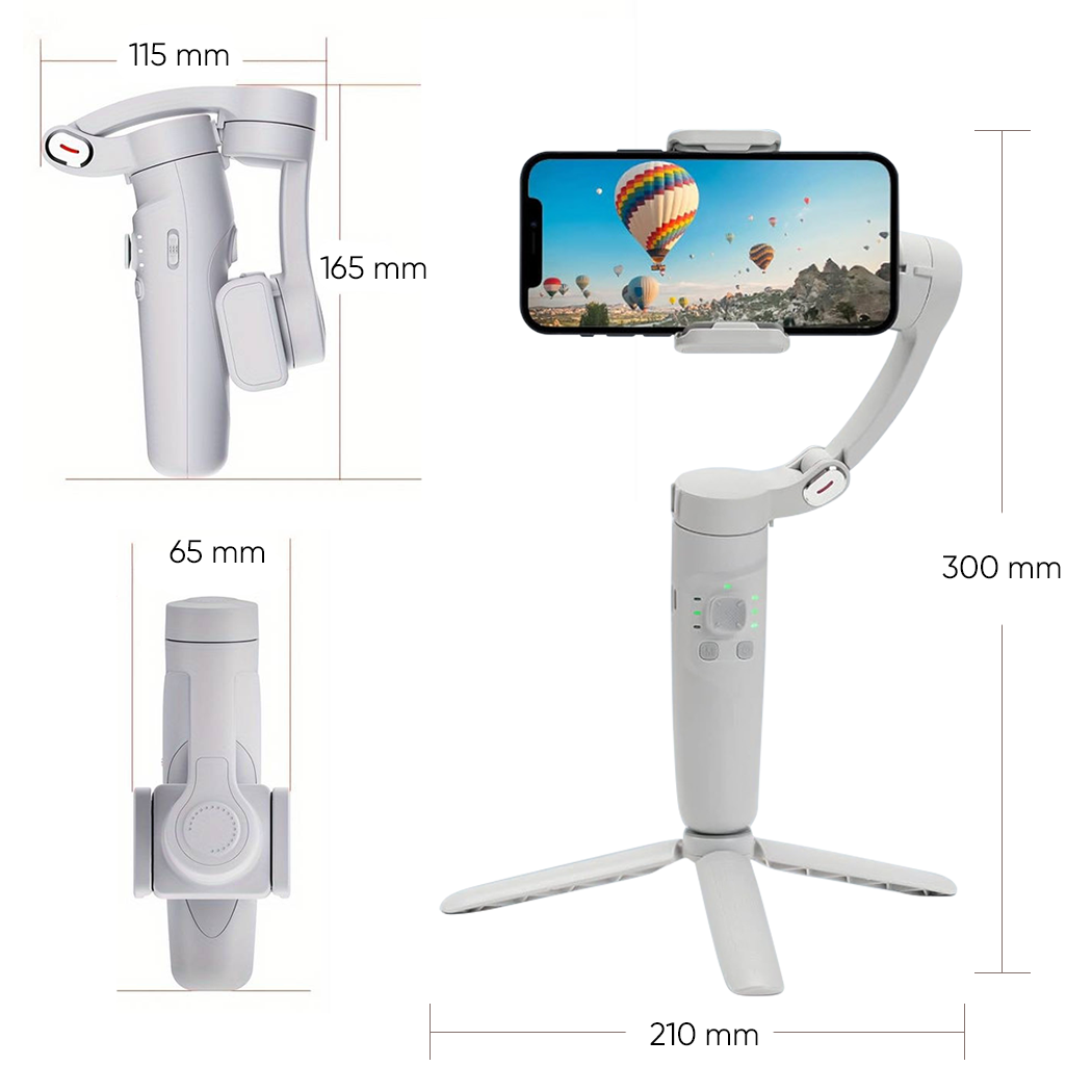 Stabilisateur de Smartphone à 3 Axes avec Trépied Pliable pour Photos et Vidéos