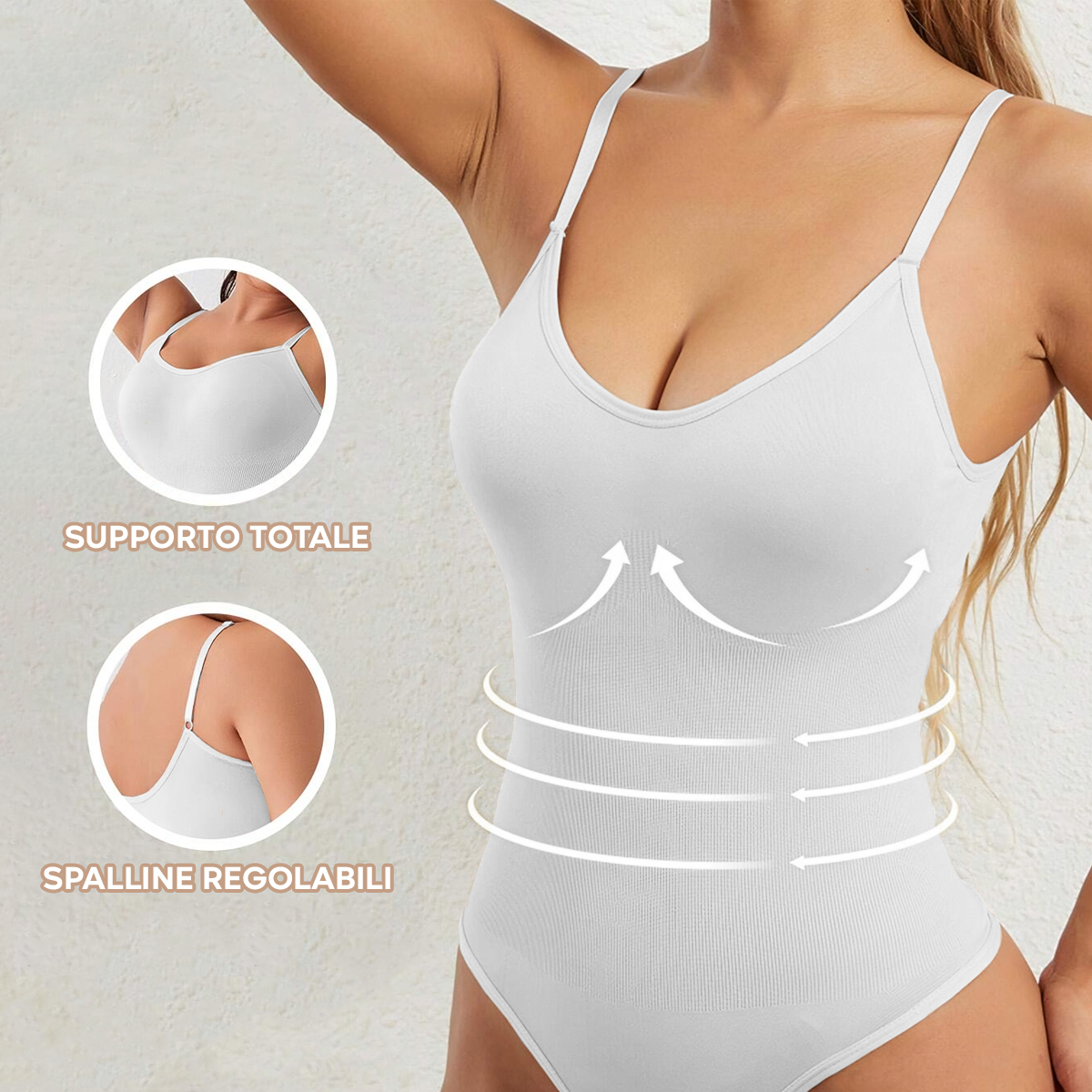 3 Body gainant sans manches femmes avec bretelles réglables et tissu élastique