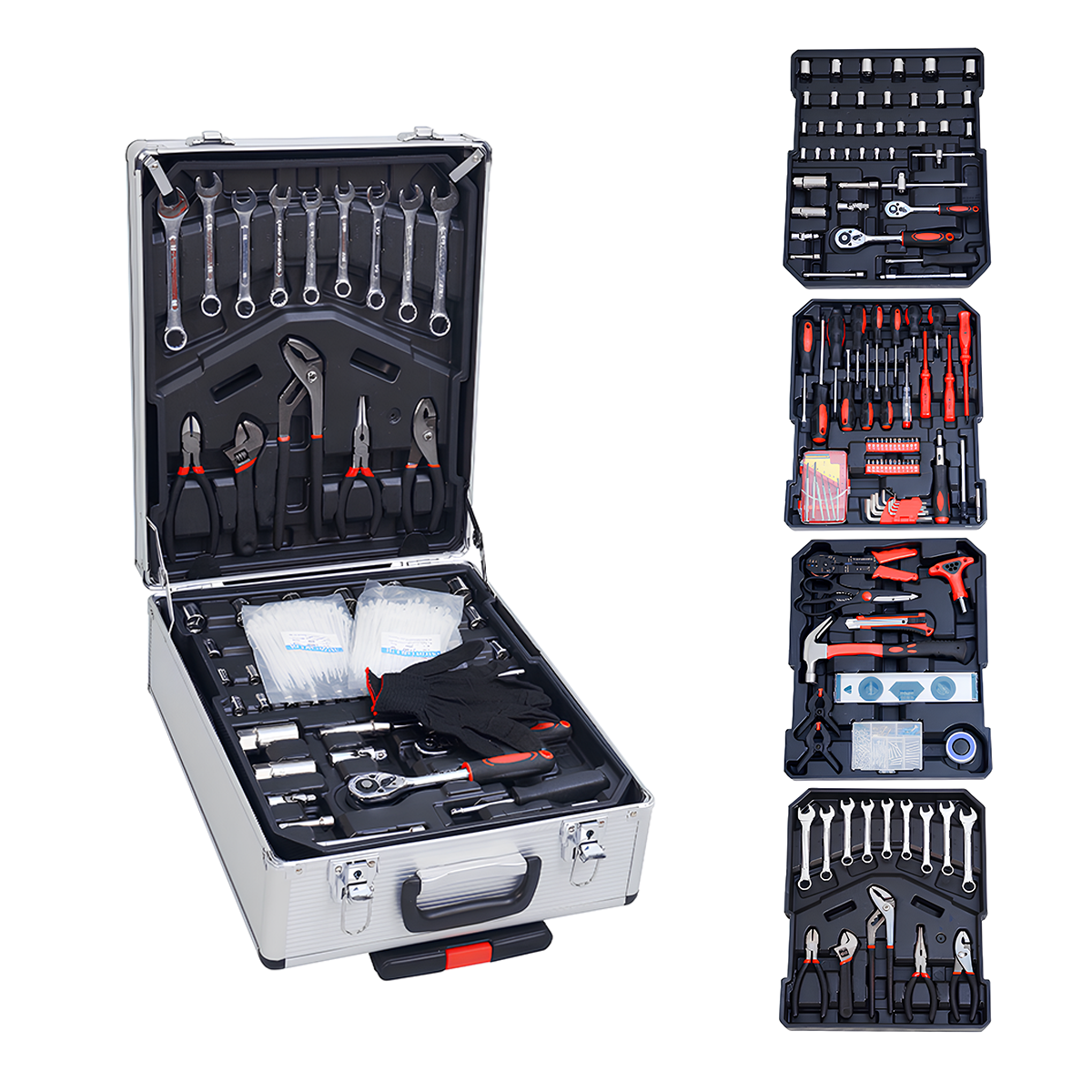 Boîte outils roulettes 849pz valise professionnelle bricolage accessoires mixtes