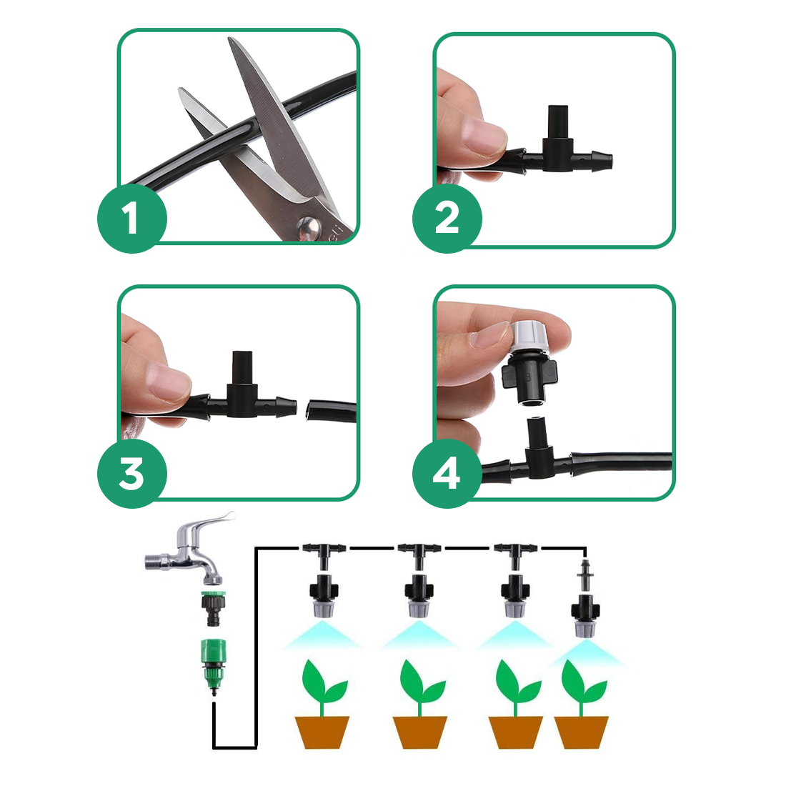 Kit de Système d'Irrigation Automatique Nébuliseur d'Eau Extérieur Câble de 10m