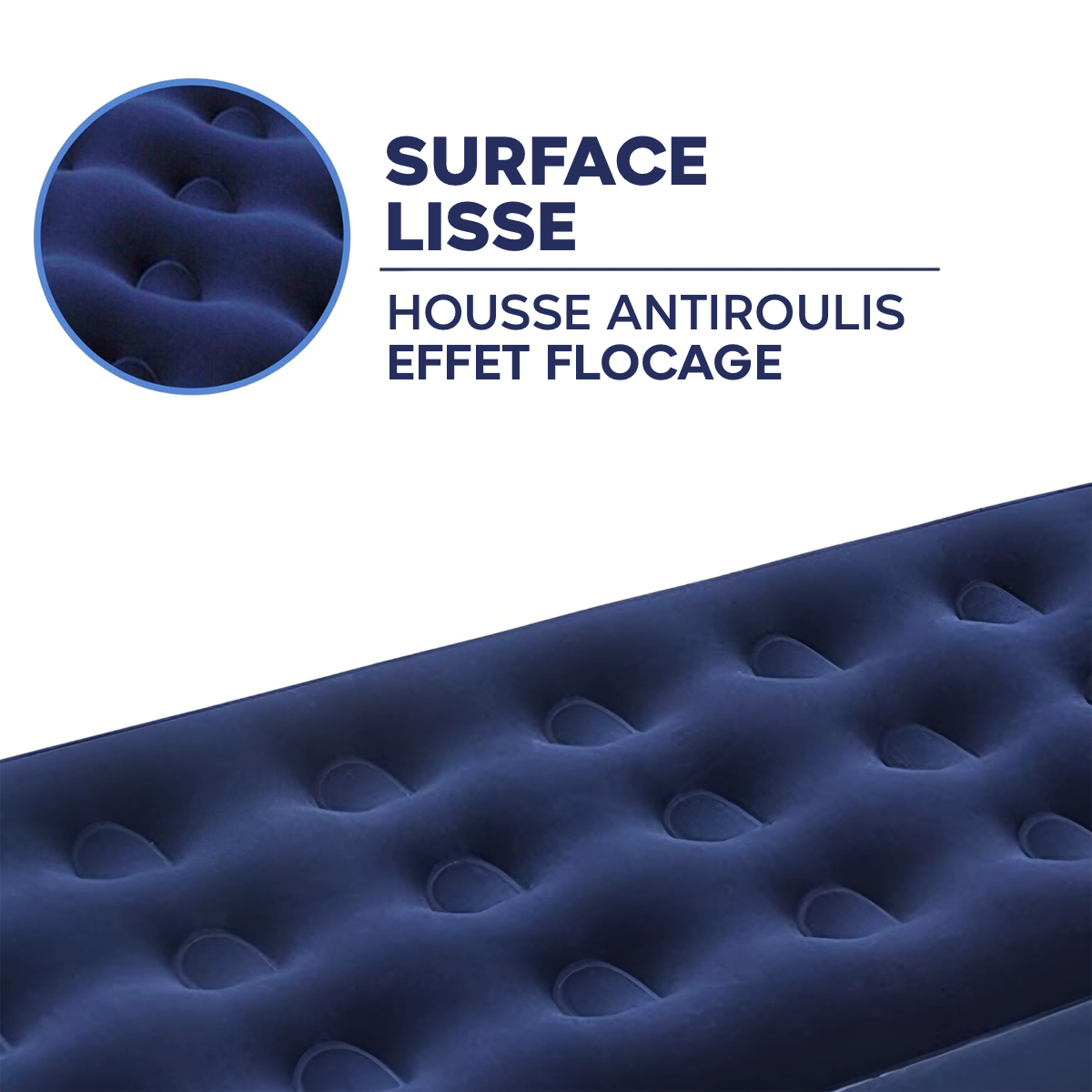 Matelas gonflable individuel pour camping et maison avec effet floqué 185x76cm