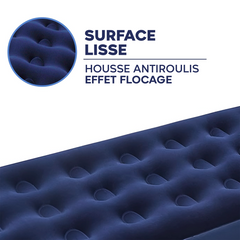 Matelas gonflable individuel pour camping et maison avec effet floqué 185x76cm