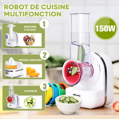Robot de cocina multifunción 3 en 1 exprimidor rallador batidora y cortadora