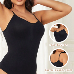 Body gainant sans manches pour femme à bretelles réglables en tissu élastique