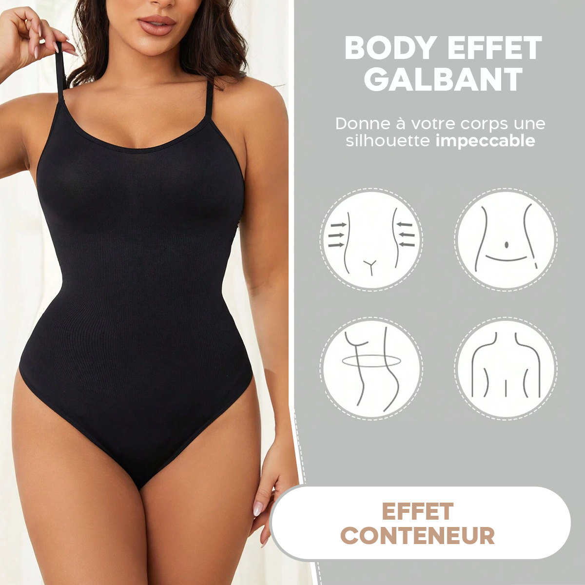 Pack 3 Bodys Femme 2 Noir 1 Beige Contenant Débardeur à Bretelles Ajustables